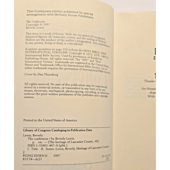 The Confession by Beverly Lewis.  The Heritage of Lancaster County No. 2. - Picture 2 of 8
